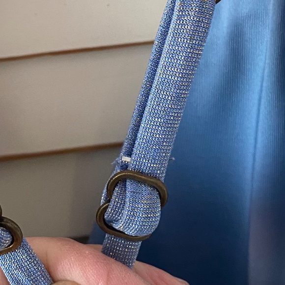 Soluna swimsuit denim blue sparkly adjustable straps, removable bra pads, - Picture 3 of 16